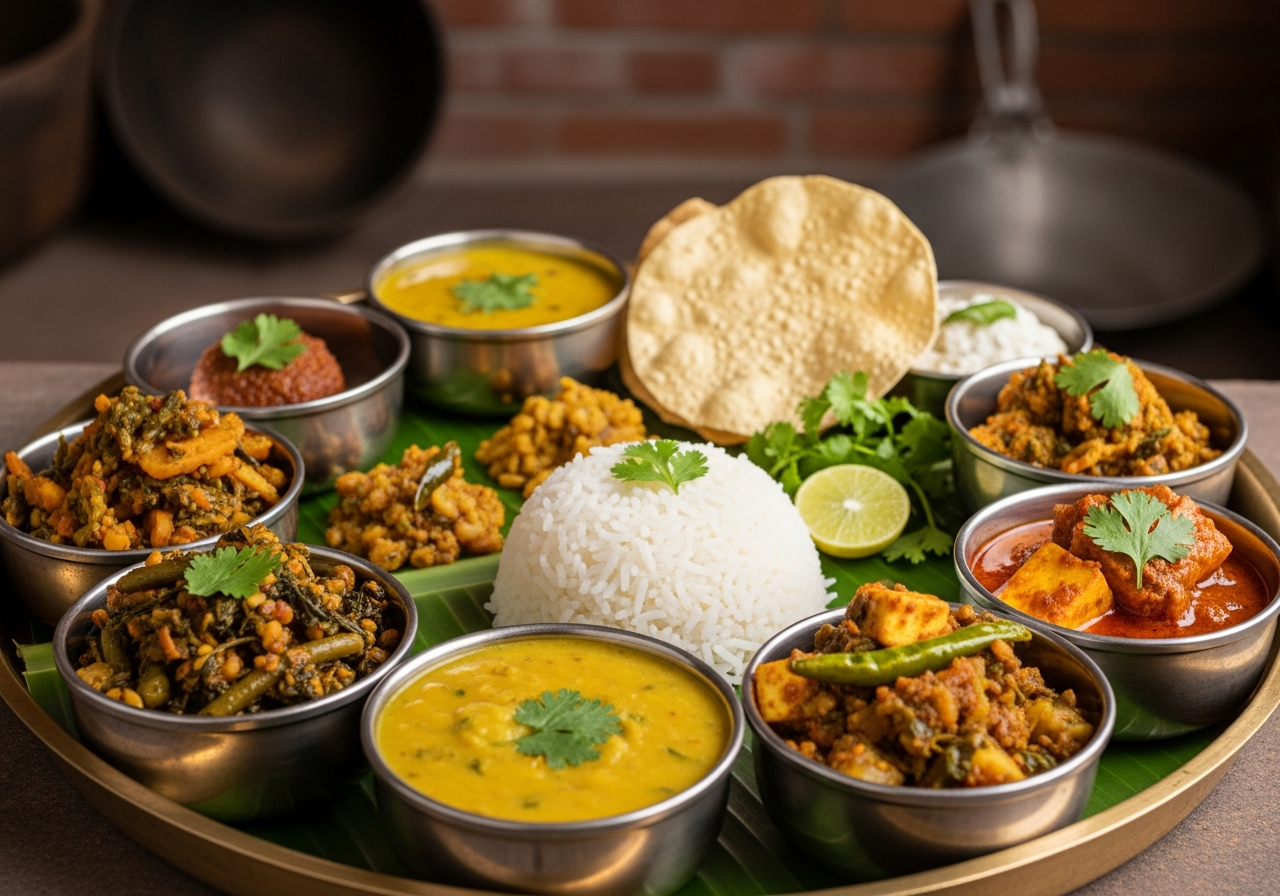 Satwik vegetarian Indian food serving